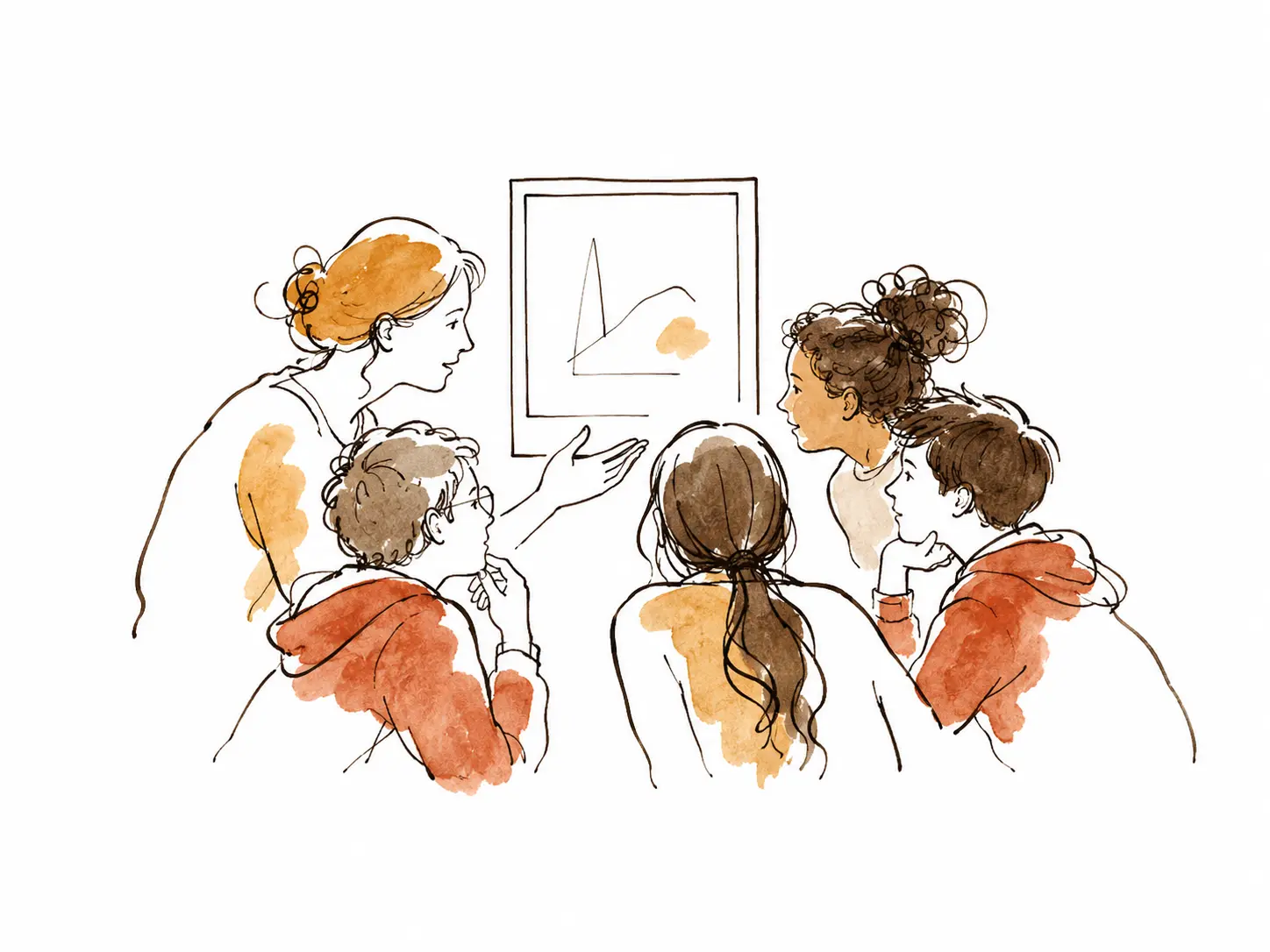 Art per pensar: alumnat i docent conversant davant d'una obra