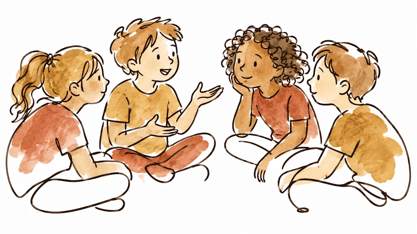Grup d'infants conversant en cercle, escoltant-se i participant